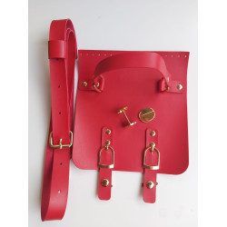 Suni Deri Kırmızı Kapak Seti